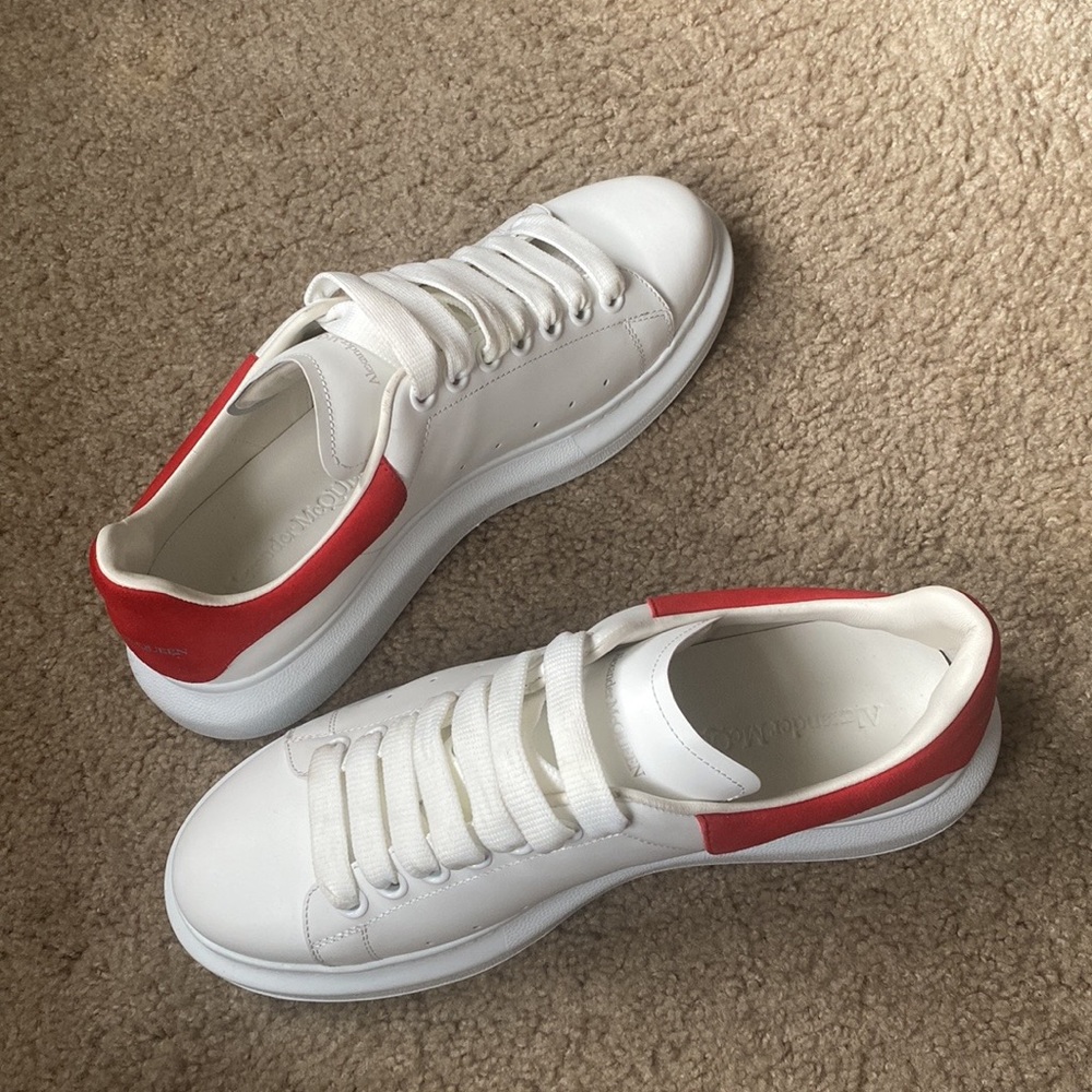 Alexander McQueen Suede-trimmed leather exaggerated-sole sneakers